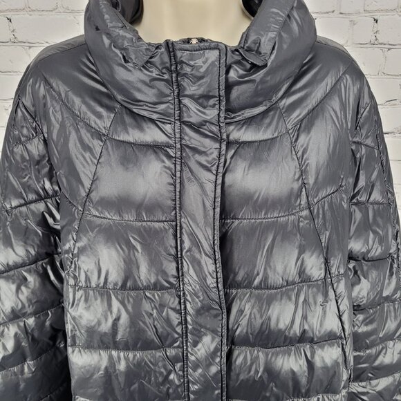 Luisa Viola Black Quilted Imbottito Full Zip & Snap Jacket Italy Made US Size 14 - Picture 6 of 16